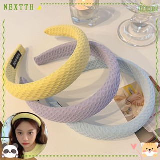 Nextshop ที่คาดผม แบบหนา ยืดหยุ่น เครื่องประดับผม ลายเค้กวาสฟิก ที่คาดผมฟองน้ํา ที่คาดผม