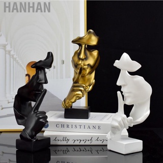 Hanhan Thinker Statue Vivid Shape Compact Synthetic Resin Attractive Decorative Silence Is Golden Figurine for Home