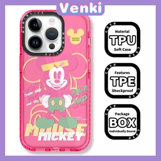 VENKI - เข้ากันได้สำหรับ เคสไอโฟน เคสไอโฟน11 เคส iphone 11 เคสนุ่มเคสใสหนากันกระแทกป้องกันกล้องขอบสีชมพูน่ารักการ์ตูนตาโตเมาส์เข้ากันได้กับ iPhone 13 12 11 PRO MAX 7 8 PLUS