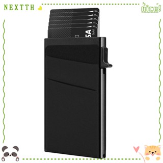 Nextth กระเป๋าใส่นามบัตร ป๊อปอัพ อะลูมิเนียมอัลลอย ทนทาน สีดํา