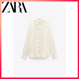 Zara ใหม่ เสื้อเชิ้ต ทรงหลวม สไตล์วันหยุด สําหรับผู้หญิง