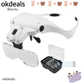 Okdeals แว่นขยาย แว่นขยาย เครื่องประดับ นาฬิกา หัวไฟ LED