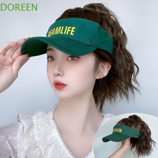 Doreen หมวกเบสบอล วิกผมหางม้าสั้น สีน้ําตาล ทนความร้อน สําหรับผู้หญิง