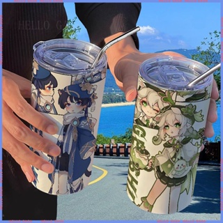 🥤สินค้าแอนิเมชั่น Limited 🥤Thermos Cup🥤Yuanshen Game กระติกน้ําร้อน พร้อมหลอดดูด แบบพกพา คุณภาพสูง สําหรับนักเรียน