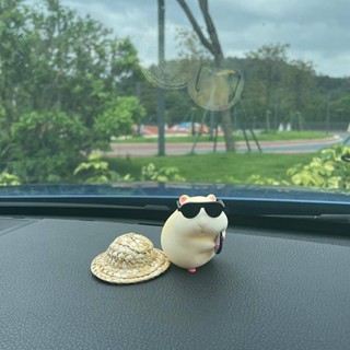 Car Decoration Foodie Hamster Cure Series Car Accessories Glasses Straw Hat Dashboard Cute Doll No Vl1s