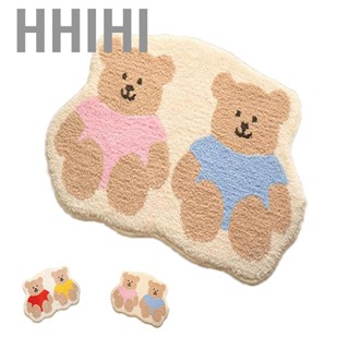 Hhihi Bathroom Door Mat Cartoon Style Cute Bear  Cashmere Absorbent Non Slip Floor Mats for Living Room Coffee Table