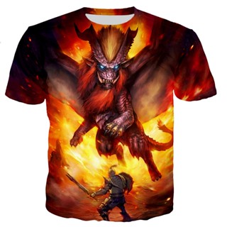 เสื้อยืด พิมพ์ลายเกม Monster Hunter สไตล์สตรีท