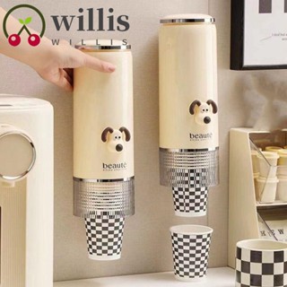 Willis เครื่องดูดถ้วย แบบใช้แล้วทิ้ง พลาสติก อัตโนมัติ ใช้แล้วทิ้ง เครื่องจ่ายแก้วกระดาษ ประหยัดพื้นที่ กาวในตัว กันฝุ่น ติดผนัง ชั้นวางแก้ว ที่เก็บของ บ้าน