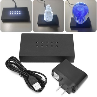 อะแดปเตอร์ฐานขาตั้งไฟ LED 10 ดวง สีขาว หน้าจอคริสตัล USB