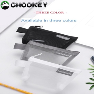 Chookey กระเป๋าตาข่ายไนล่อนใส มีซิป ขนาดเล็ก 3 สี สําหรับใส่เครื่องสําอาง 4 ชิ้น