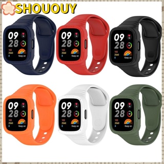 Shououy สายนาฬิกาข้อมือซิลิโคน ป้องกันหน้าจอ แบบเปลี่ยน สําหรับ Redmi Watch 3 Smart Watch