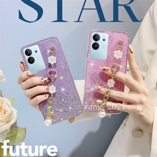 พร้อมส่ง ใหม่ เคสโทรศัพท์มือถือนิ่ม ลายกากเพชร หัวใจ พร้อมสายคล้องมือ สําหรับ VIVO V29 5G VIVO V29e V29 Pro Y27 Y78 Y36 5G 4G 2023 VIVOV29 5G