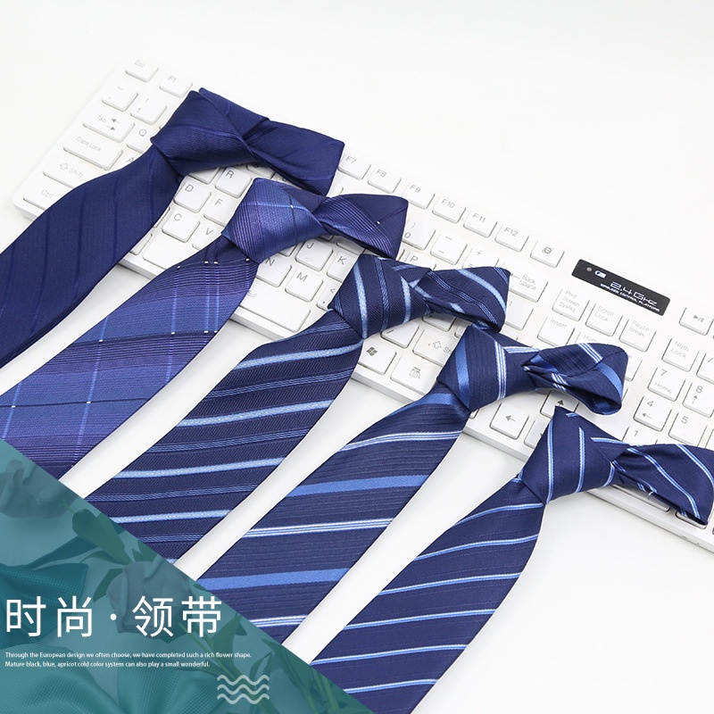 Efan สไตล์ใหม่ เนคไทผู้ชาย แฟชั่น 8 ซม. เนคไท สีฟ้า Gravatas Paisley ลายทาง พอดี งานแต่งงาน ที่ทํางาน โพลีเอสเตอร์ เนคไท