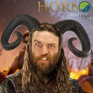 Ralph ที่คาดผม หนัง Pu ลาย Demon Horns Devil Ox Horn พร็อพแต่งตัวคอสเพลย์ สําหรับปาร์ตี้ฮาโลวีน