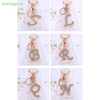 Monnygo พวงกุญแจ จี้ตัวอักษร A-Z 26 ตัว สีทอง คริสตัล อุปกรณ์เสริม สําหรับผู้หญิง TH