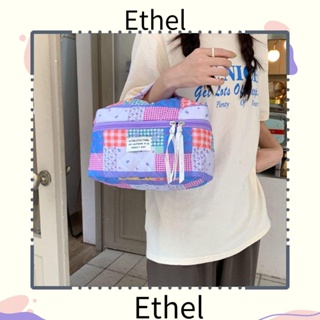 Ethel1 กระเป๋าเครื่องสําอาง ผ้าฝ้าย ลายดอกไม้ ขนาดใหญ่ สําหรับผู้หญิง