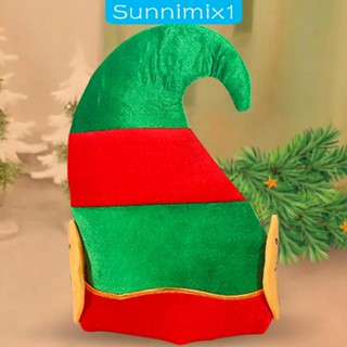 [Sunnimix1] หมวกซานต้าคลอส คริสต์มาส เอลฟ์ สีเขียว สีแดง สําหรับผู้ชาย ผู้หญิง ปาร์ตี้ โปรดปราน