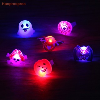 Hanprospree&gt; แหวนไฟ LED รูปฟักทอง เรืองแสง สําหรับตกแต่งบ้าน ปาร์ตี้ฮาโลวีน 5 ชิ้น