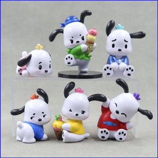 Gp1 โมเดลฟิกเกอร์ ไอศกรีม Sanrio Pochacco PG1 ของเล่น ของขวัญ สําหรับเด็ก ตกแต่งเค้กวันเกิด 6 ชิ้น