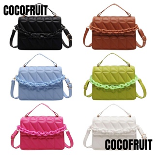 Cocofruit กระเป๋าสะพายไหล่ หนัง PU ทรงสี่เหลี่ยม ขนาดเล็ก แบบพกพา สีพื้น สําหรับสตรี