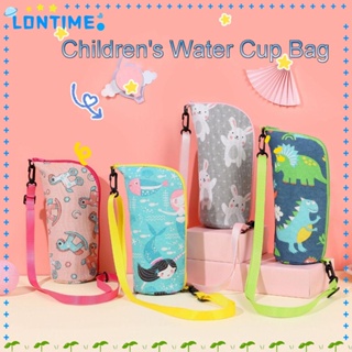 Lontime กระเป๋าใส่ขวดน้ํา ผ้าฝ้าย มีฉนวนกันความร้อน มีซิป ลายการ์ตูน แบบพกพา สําหรับเดินทาง กลางแจ้ง