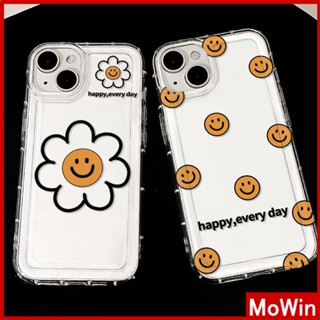 Mowin - เข้ากันได้สำหรับ เคสไอโฟน เคสไอโฟน11 เคส iphone 11กรณีถุงลมนิรภัย TPU โปร่งใสป้องกันการกระแทกสีเหลืองเรียบง่ายหน้ายิ้มใช้งานร่วมกับ iPhone 14 13 PRO MAX 12 PRO MAX 11 XR XS 7Plus 8 PLUS