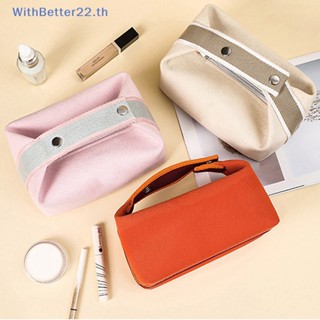 Withbetter ใหม่ กระเป๋าเครื่องสําอาง ผ้าแคนวาส กันน้ํา แฟชั่นสําหรับผู้หญิง