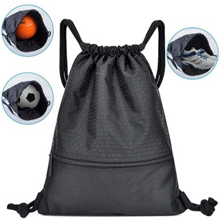 Unisex Drawstring Bag Large Waterproof Sport PE Gym Sack Bag with Zipper Pockets