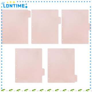 Lontime สันห่วง พลาสติก 3 ห่วง 3 รู สีชมพูอ่อน 5 แท็บ