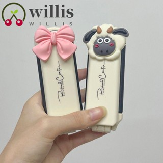 Willis 2 in 1 ชุดหวีกระจก หวีนวดผม ทรงสี่เหลี่ยม ขนาดเล็ก แบบพกพา ป้องกันไฟฟ้าสถิตย์ พร้อมกระจก อุปกรณ์เสริมจัดแต่งทรงผม