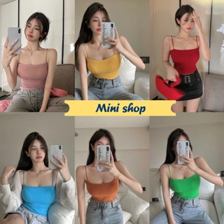 Mini shop🌸พร้อมส่ง🌸 (FY2928) เสื้อสายเดี่ยวสีพื้น มีฟองน้ำ ผ้าบางๆ -H