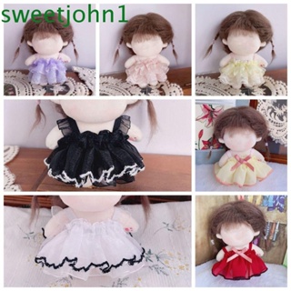 Sweetjohn เสื้อผ้าตุ๊กตาเจ้าหญิง ผ้าลูกไม้ 12BJD 10 ซม. หลากสี พร้อมขอบสีดํา สําหรับเด็ก