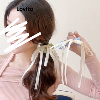 Lovito ยางรัดผม ริบบิ้น ลายสก๊อต ลําลอง สําหรับผู้หญิง L63AD081 (สีเขียว/สีฟ้า)