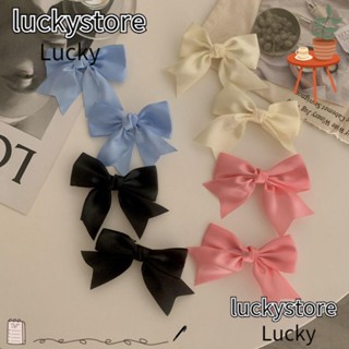 Lucky กิ๊บติดผมหางม้า ริบบิ้นซาติน รูปเป็ดน่ารัก หลากสี 6 ชิ้น