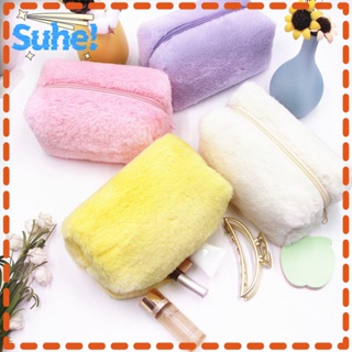 Suhe กระเป๋าเครื่องสําอาง ผ้าขนสัตว์ คุณภาพสูง 19*10*10 ซม. 5 สี สําหรับผู้หญิง