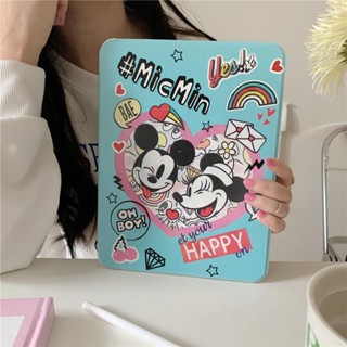 เคส TPU นิ่ม กันกระแทก แบบฝาพับ ลายมิกกี้ มินนี่เมาส์ พร้อมขาตั้ง สําหรับ ipad 5 6 Mini6 ipad Air 3 4 5 iPadpro 2022