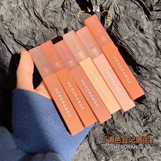 Spot second hair# HERORANGE color mixing diary lip paste student domestic lip glaze cheap lip gloss small square tube lip paste cross-border makeup 8.cc