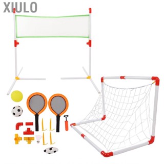 Xiulo Mini Soccer Goal Set Portable Plastic Develop Physical Skills 4 in 1 Easy Installation Outdoor  for Backyard Party