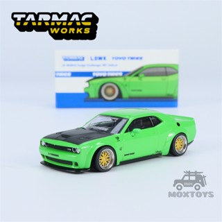 Tarmac Works โมเดลรถยนต์ 1:64 Dodge Challenger SRT Hellcat Green Metallic Diecast ของเล่นสําหรับเด็ก