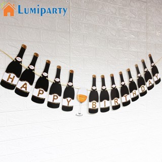 Lumiparty ป้ายธงดึง รูปขวดไวน์ สําหรับตกแต่งปาร์ตี้วันเกิด