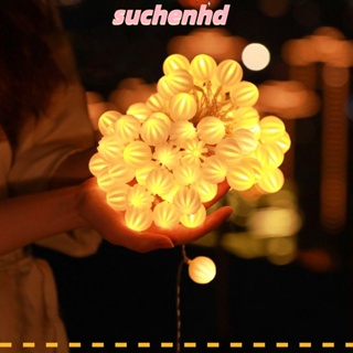 Suchenhd สายไฟหิ่งห้อย LED พลังงานแสงอาทิตย์ ทรงกลม สีขาวอบอุ่น 8 โหมด สําหรับตกแต่งบ้าน