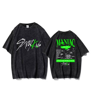 เสื้อยืดลําลอง ผ้าฝ้าย แขนสั้น คอกลม พิมพ์ลาย Kpop Stray Kids 2ND MANIAC คุณภาพสูง สําหรับผู้ชาย และผู้หญิง