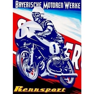 โปสเตอร์โลหะดีบุก ลาย Rennsport สไตล์วินเทจ สําหรับตกแต่งผนัง