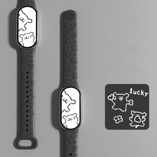 สําหรับ Xiaomi miband 9 Mi Band 8 miband 7 miband 6 miband 5 สาย 3D เลเซอร์นูนเปลี่ยนสายรัดข้อมือสร้อยข้อมือซิลิโคนสําหรับ Xiaomi Band 7 สาย miband 5 miband 6 สาย