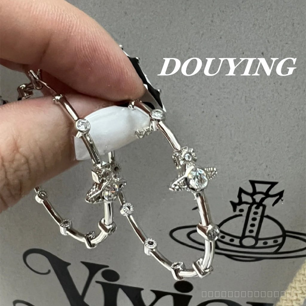 0924YWDY Felicia Saturn Bamboo Diamond-Embedded Eardrop Earring Women's Trendy Online Red Exaggerated European and American Niche Spring and Summer New 4USW