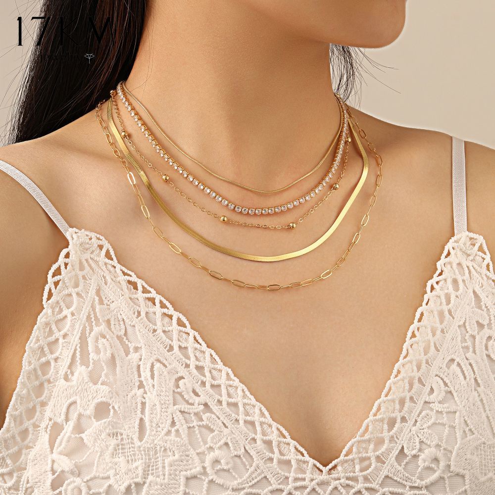 สร้อยคอโชคเกอร์ ทอง 14K 17 กม. ประดับคริสตัล หรูหรา เครื่องประดับ สําหรับผู้หญิง