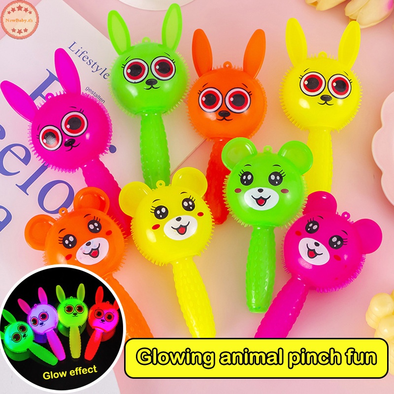 NEWBABY Luminous Handle Bear บีบและเรียกเพลง Stick Rattle Toet Kerincingan Bunyi Dan Nyala Ada Lampu