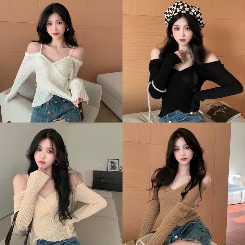 Lune_Grace ~พร้อมส่ง~ "6533" เสื้อไหมพรมเปิดไหล่ น่ารักสไตล์เกาหลีมากผ้านิ่มสุด