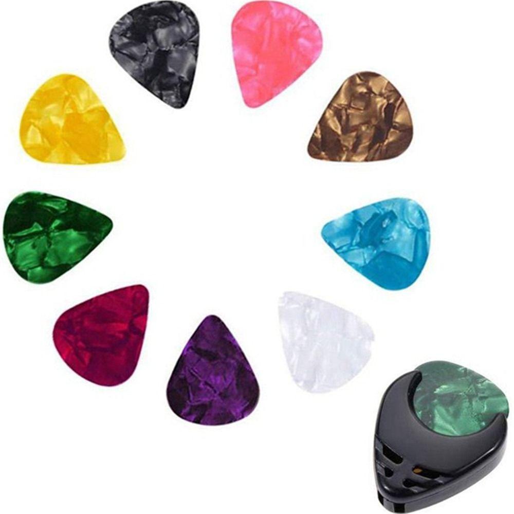SOMEDAY 10PCS Guitar Picks & Guitar Pick Holder, Random Color Stick-on Holder Acoustic Guitar Pick, Guitar Paddle Amber Artistic 0.46/0.71/1.0MM Finger Guitar Pick Ukulele ราคา ถูกที่สุด ดีลบีเคเค แกลเลอรีภาพที่ 4