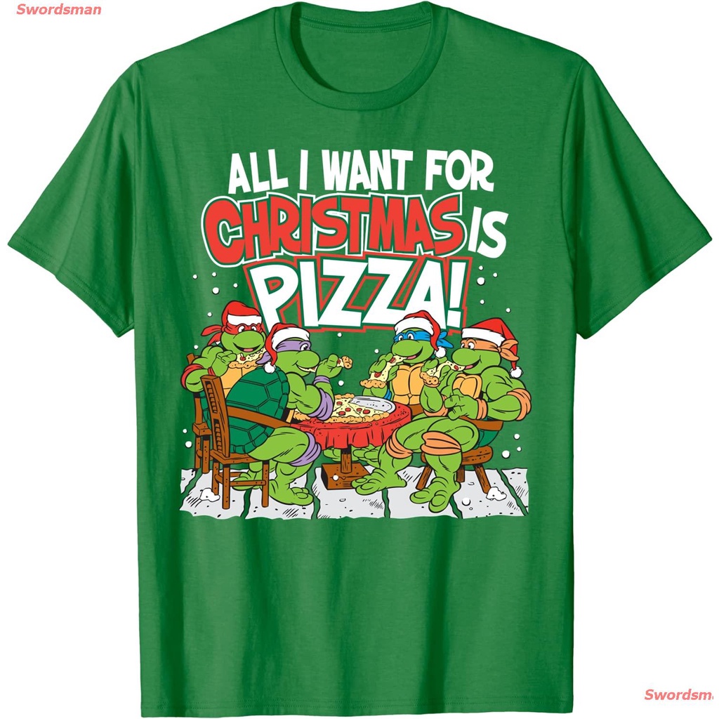 Fashion Swordsman เสื้อยืดลำลอง Teenage Mutant Ninja Turtles Pizza for Christmas T-Shirt Popular T-shirts Tee